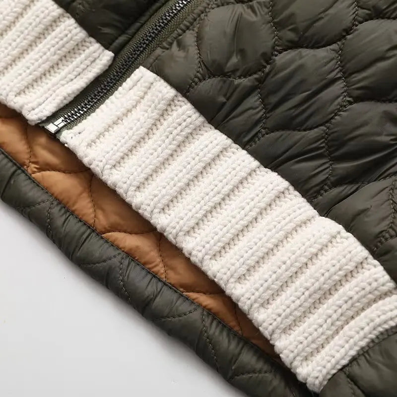 Women's Nolani Quilted Jacket Cable-Knit Sleeves Insulated
