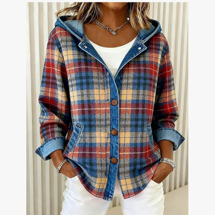 Haven Beck Women's Piper Contrast Plaid Jacket Hooded
