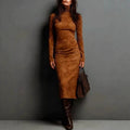 Women's Valeria Suede Turtleneck Midi Dress