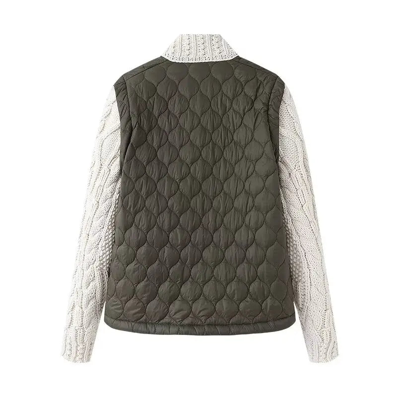 Women's Nolani Quilted Jacket Cable-Knit Sleeves Insulated