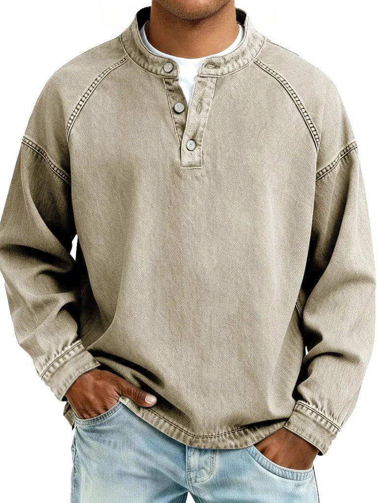 Haven Beck Men's Calder Vintage Denim Henley Pullover