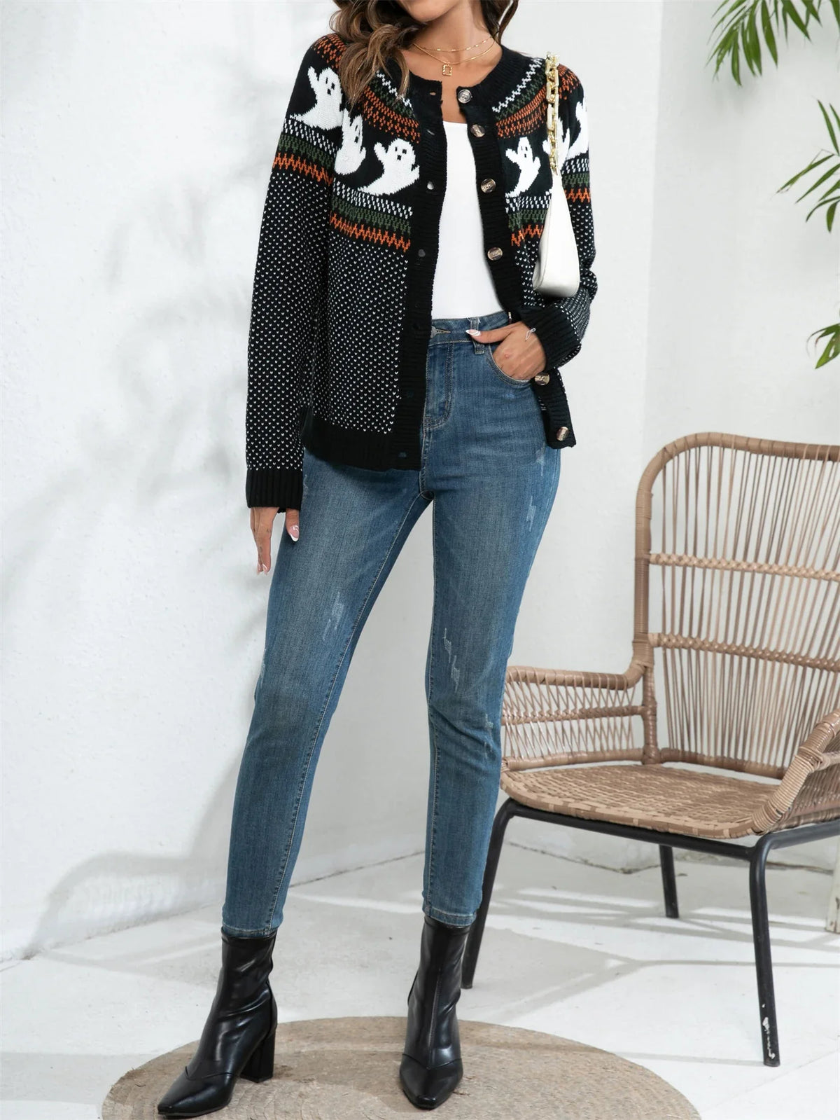 Haven Beck Women's Delia Ghost Button Cardigan