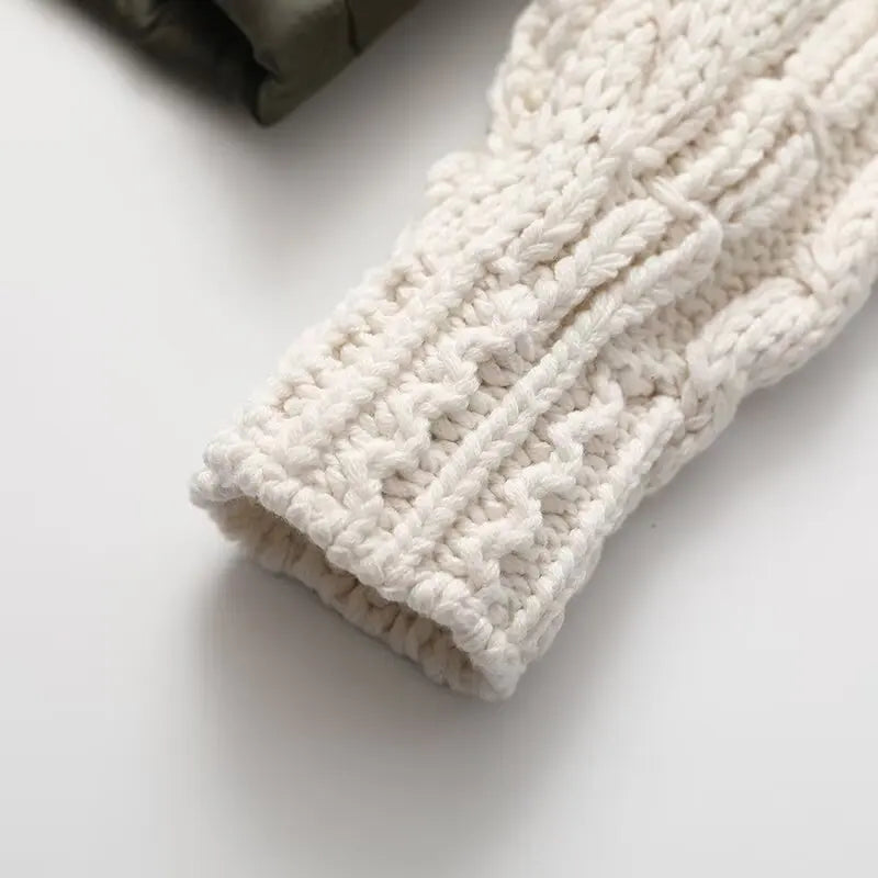 Women's Nolani Quilted Jacket Cable-Knit Sleeves Insulated