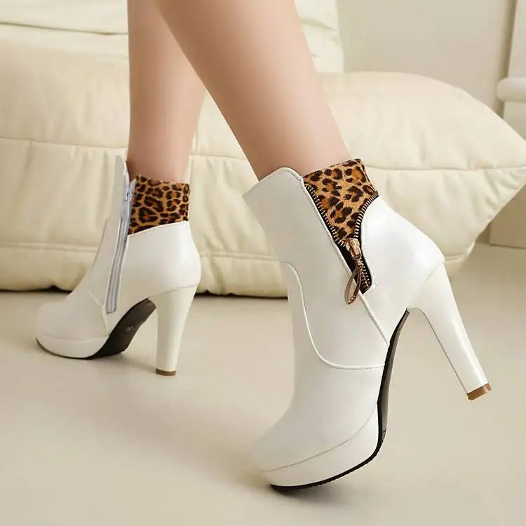 Women's Vivienne Leopard Panel Ankle Boots