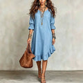 Haven Beck Josette Ruffle Half Sleeve V-Neck Midi Dress