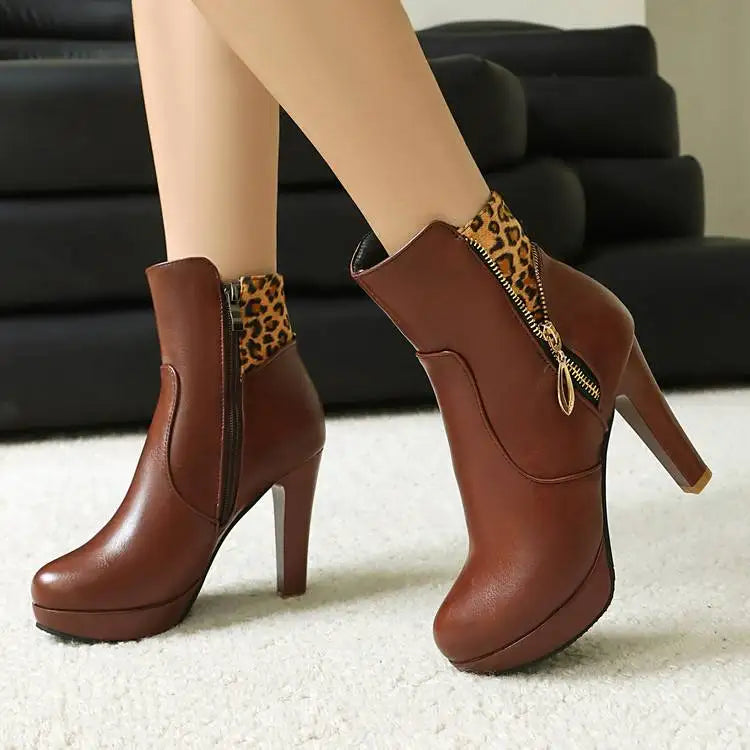 Women's Vivienne Leopard Panel Ankle Boots
