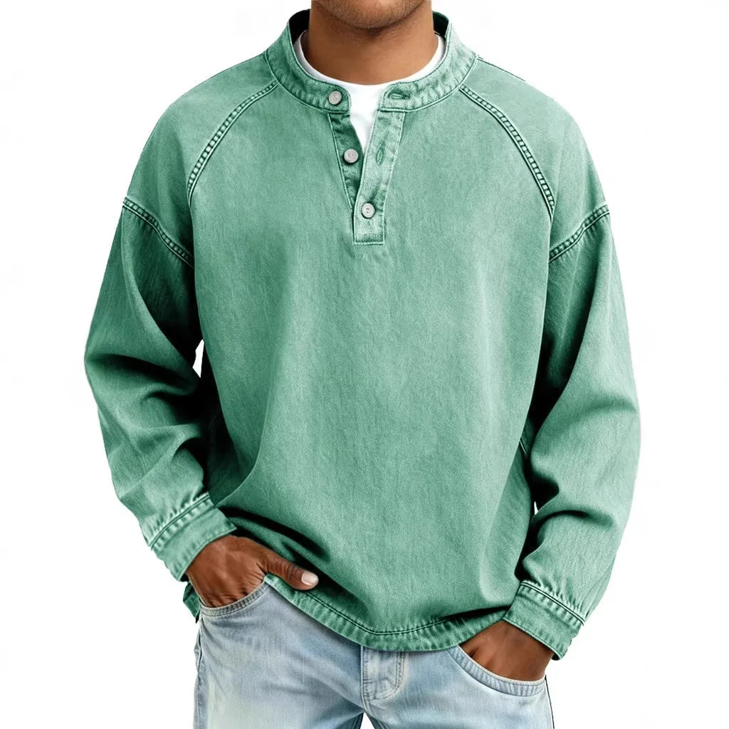 Haven Beck Men's Calder Vintage Denim Henley Pullover