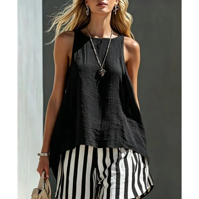 Haven Beck Sleeveless Tank and Striped Shorts Set