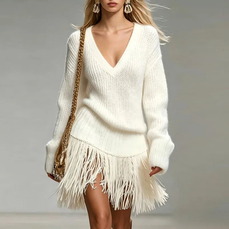 Women's Laureen Fringe Hem Sweater Dress