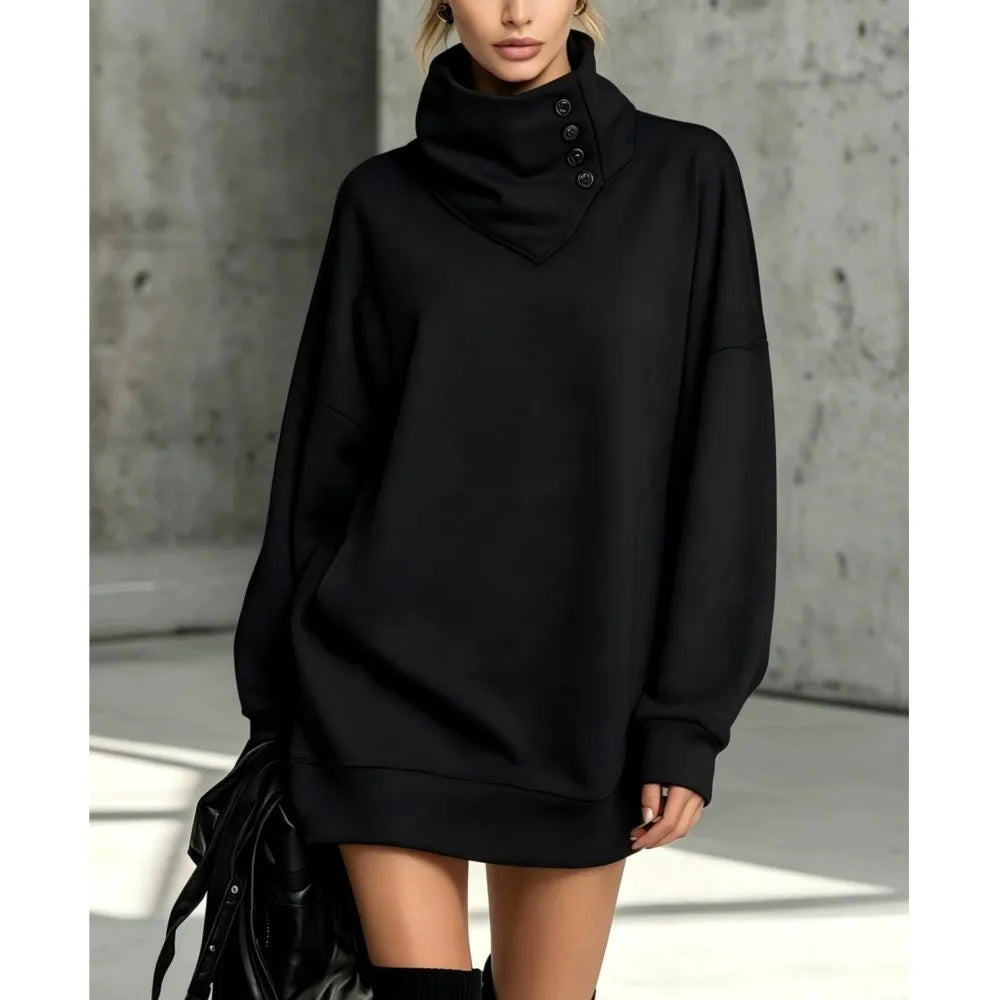 Haven Beck Women's Adaline Button Sweatshirt Dress