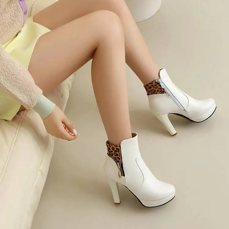 Women's Vivienne Leopard Panel Ankle Boots