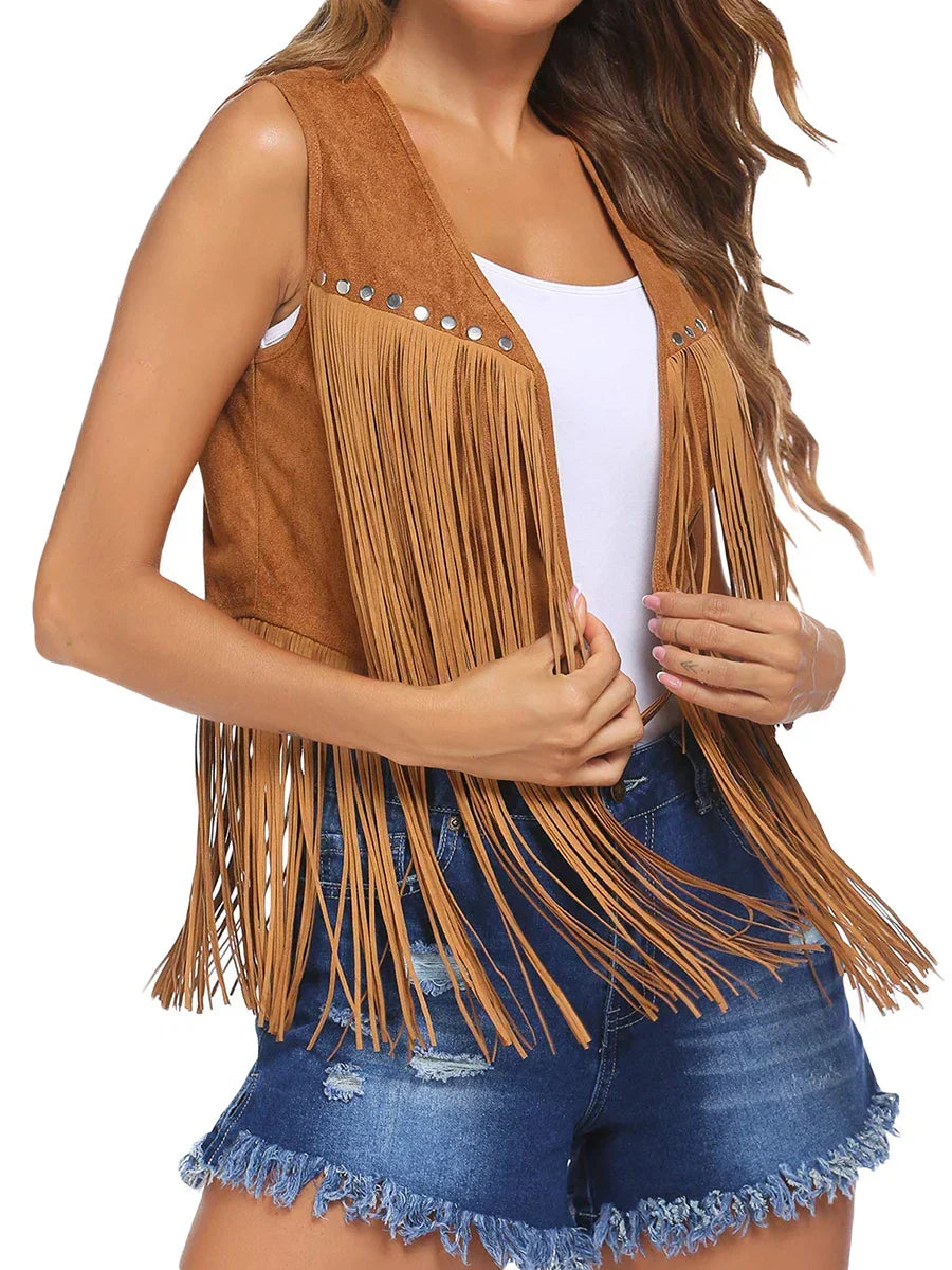 Women's Fringe Faux Suede Vest