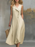 Haven Beck Kenna Button Detail Flowy Midi Dress