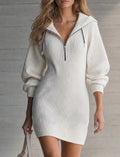 Haven Beck Women's Mila Ribbed Hood Mini Dress Half-Zip