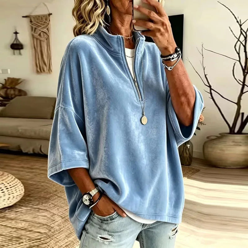 Women's Mirelle Soft Velvet Half Zip Pullover