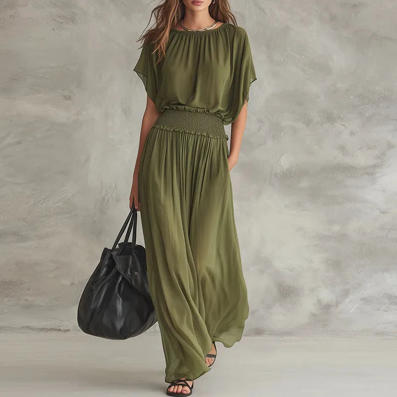 Haven Beck Heather High Waist Smocked Maxi Dress