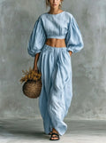 Haven Beck Maren Balloon Sleeve Trouser Set Two Piece Outfit