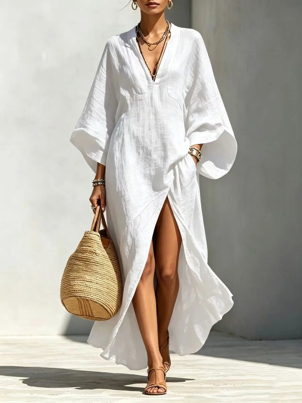 Haven Beck Anastasia High Slit Boho Maxi Dress for Women