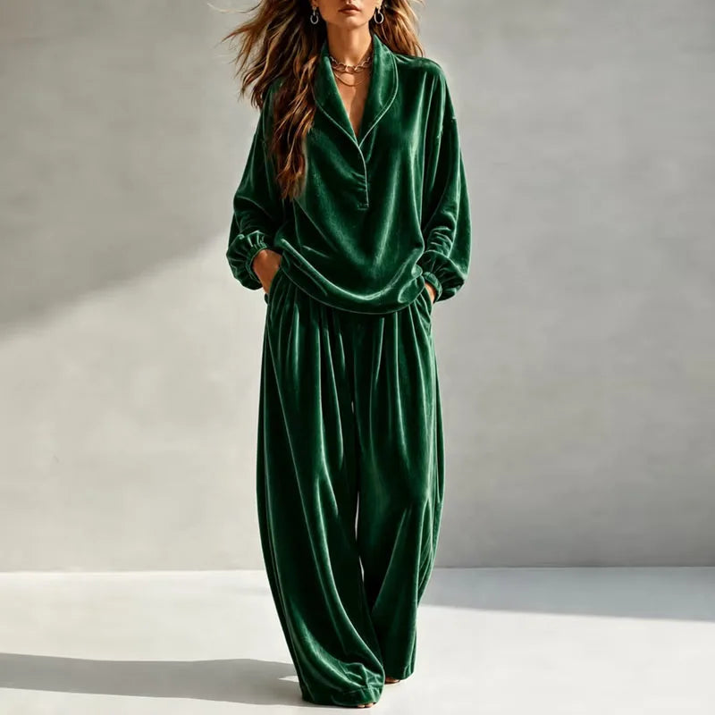 Women's Rosalie Velvet Wide Leg Set