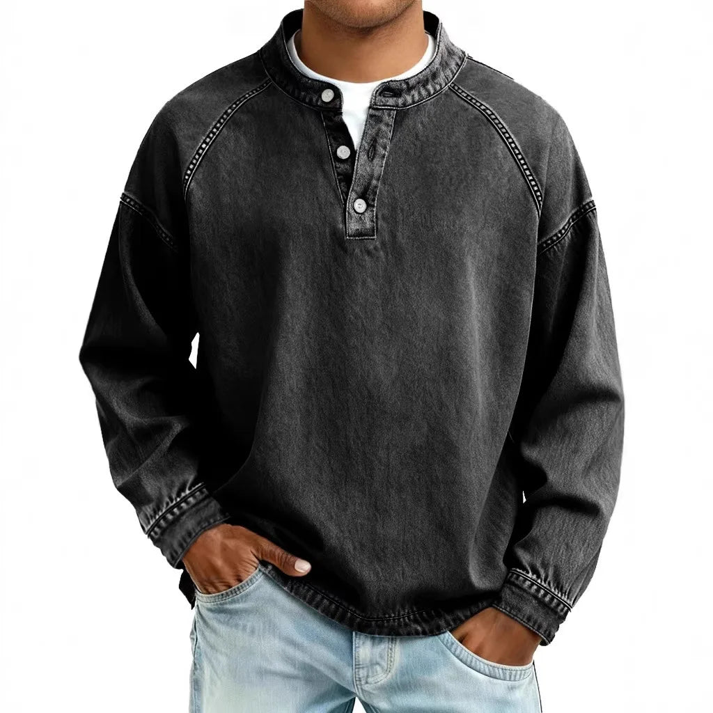 Haven Beck Men's Calder Vintage Denim Henley Pullover