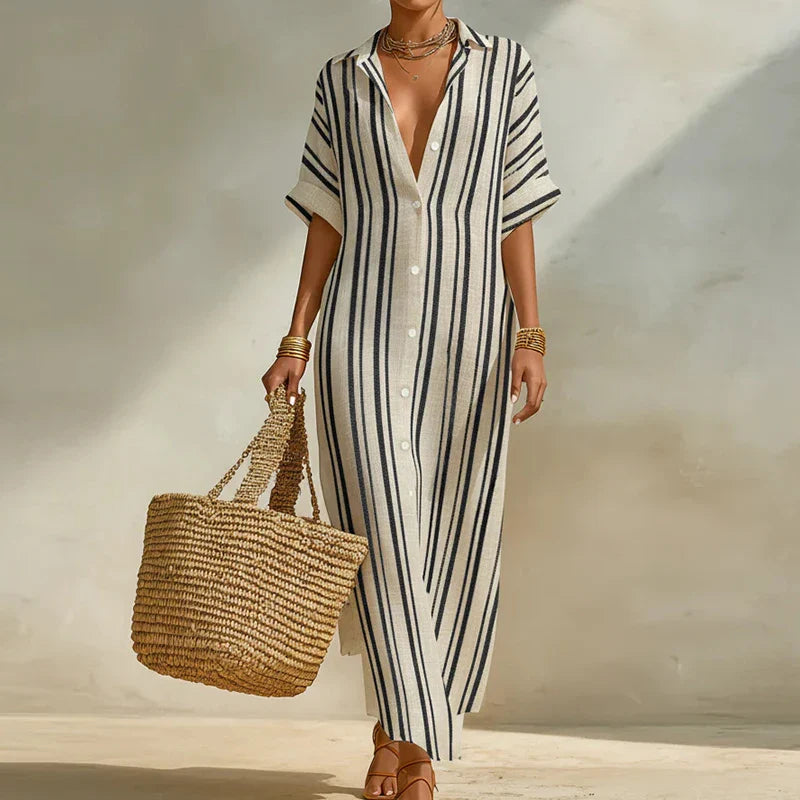 Haven Beck Olivia Linen Long Shirt Dress