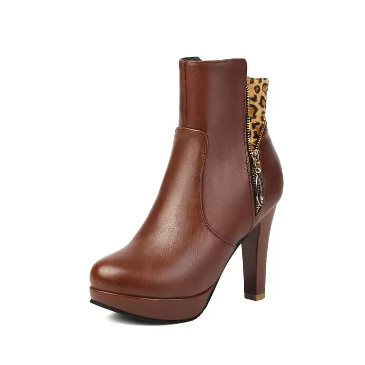 Women's Vivienne Leopard Panel Ankle Boots