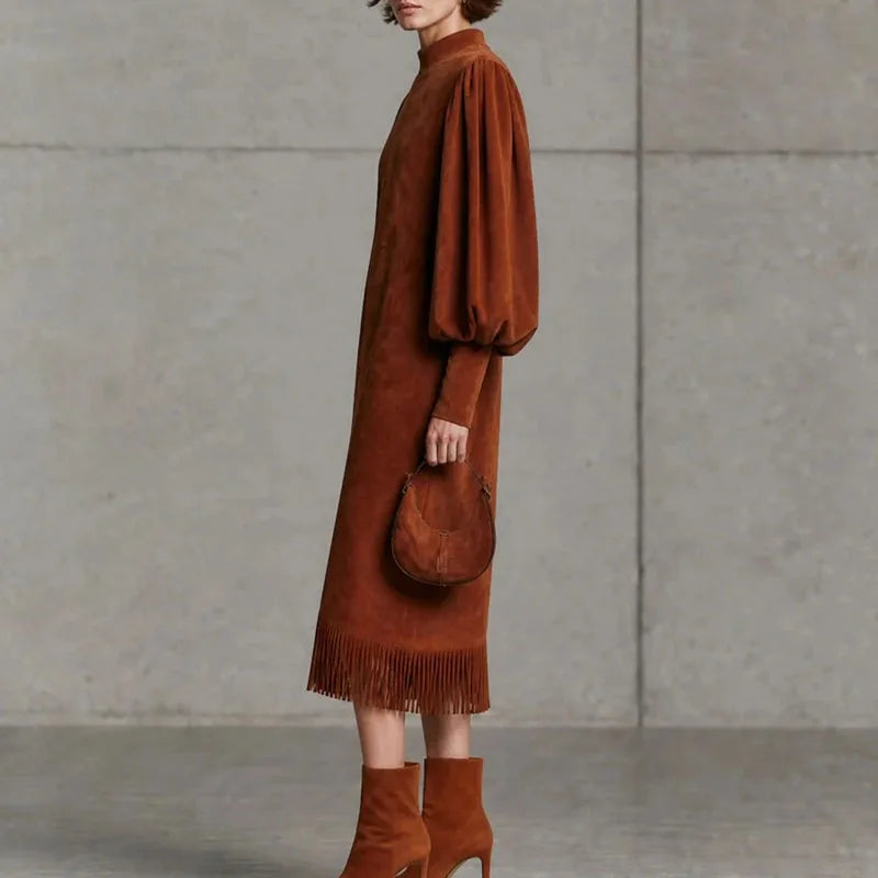 Women's Wren Lantern Sleeve Fringe Dress
