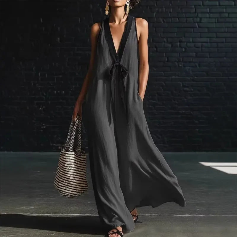 Haven Beck Clara Lightweight Summer Maxi Dress V-Neck