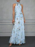 Haven Beck Jazlyn Floral Halter Maxi Dress Wedding Guest
