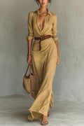 Haven Beck Perla Wrap Maxi Dress Long Sleeve V-Neck