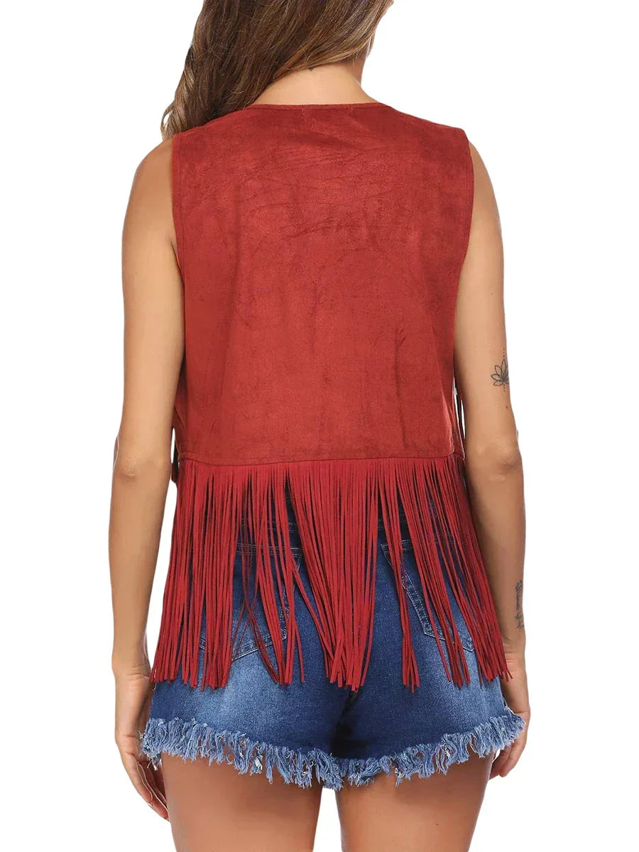 Women's Fringe Faux Suede Vest