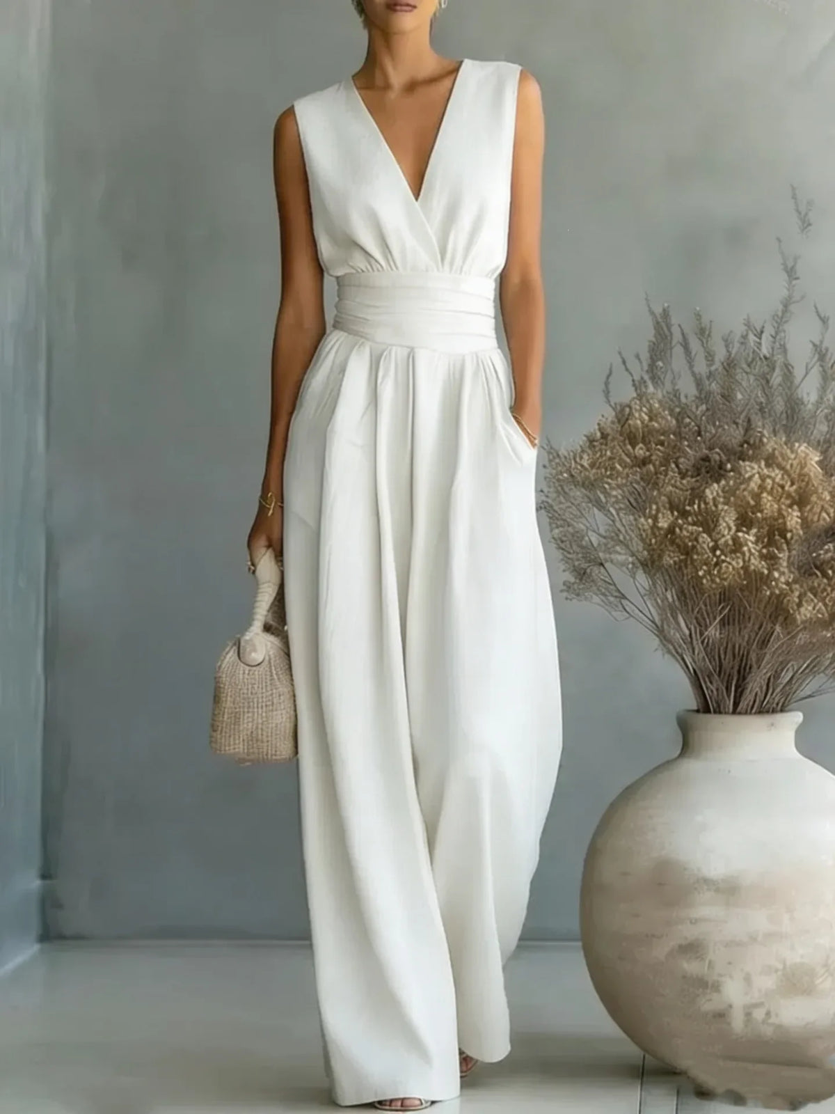 Haven Beck Lily Women's Sleeveless V-Neck Wide-Leg Jumpsuit