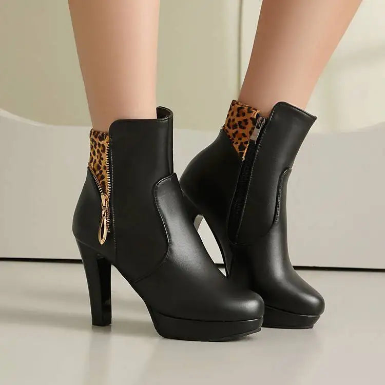Women's Vivienne Leopard Panel Ankle Boots