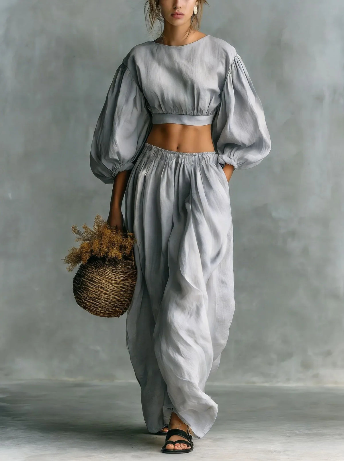 Haven Beck Maren Balloon Sleeve Trouser Set Two Piece Outfit