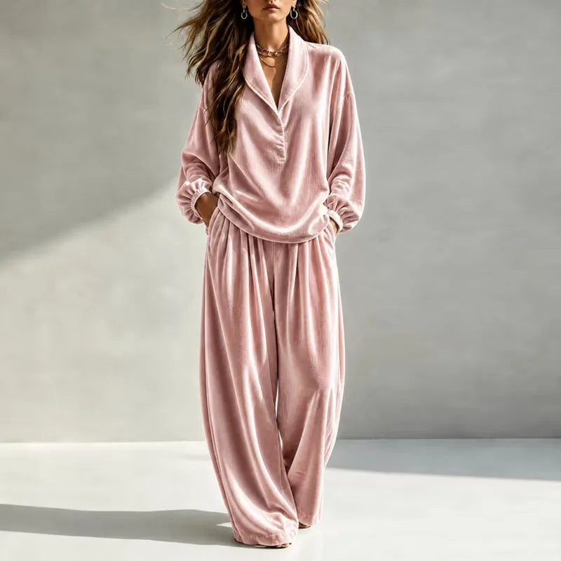 Women's Rosalie Velvet Wide Leg Set