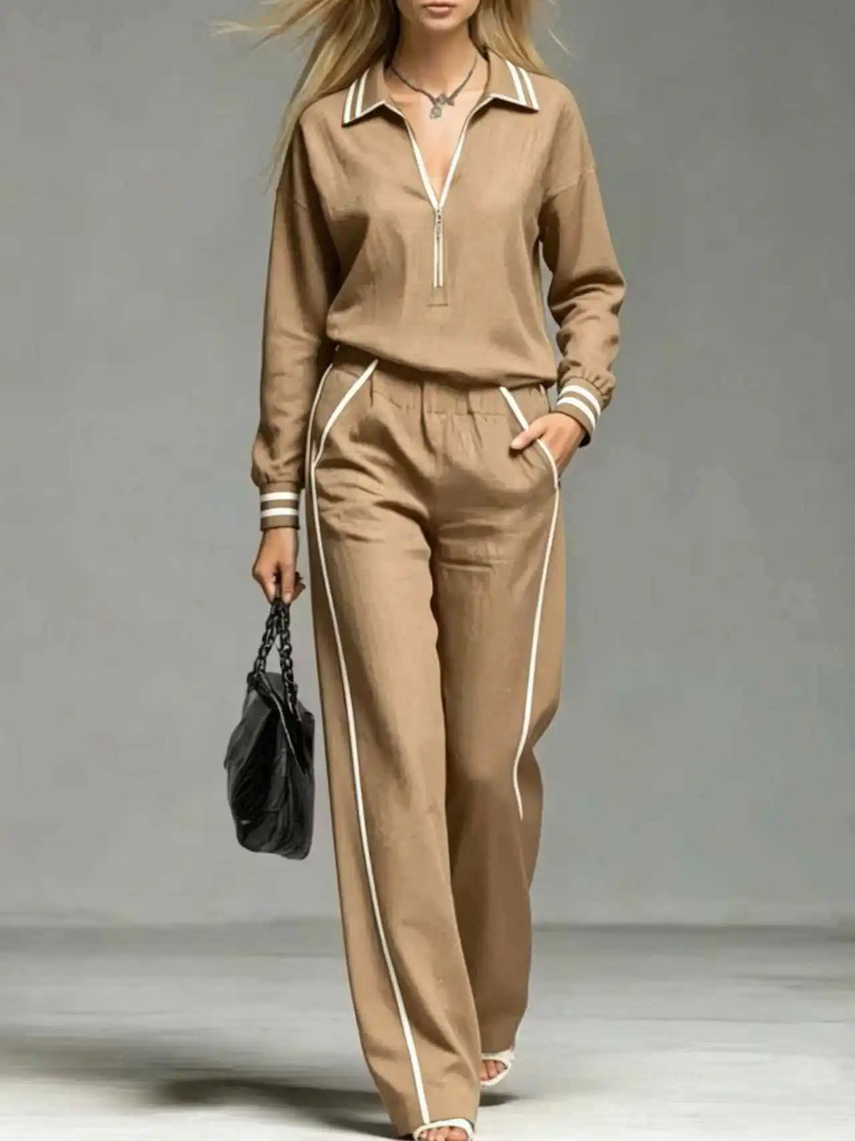 Women's Half Zip Two Piece Set