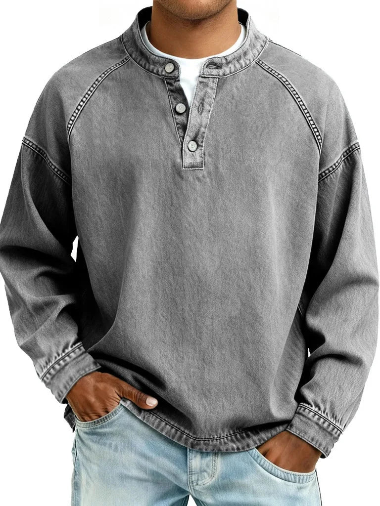 Haven Beck Men's Calder Vintage Denim Henley Pullover