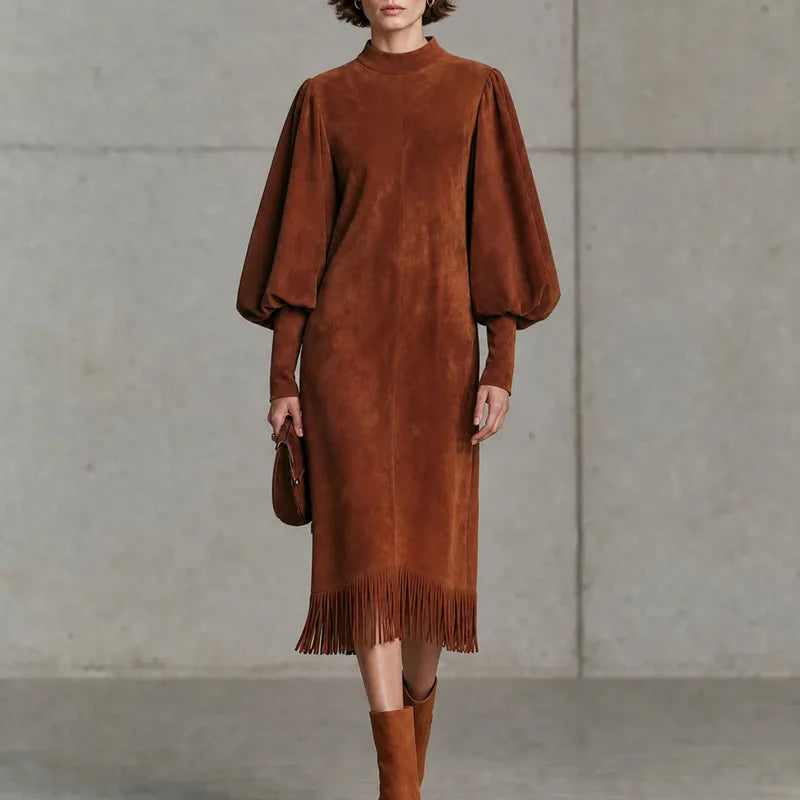 Women's Wren Lantern Sleeve Fringe Dress