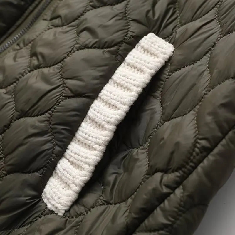 Women's Nolani Quilted Jacket Cable-Knit Sleeves Insulated