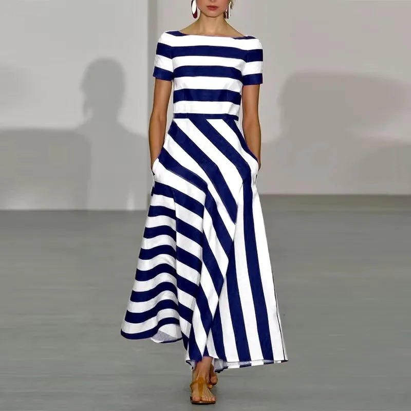 Women's Faith Striped Boat Neck Maxi Dress