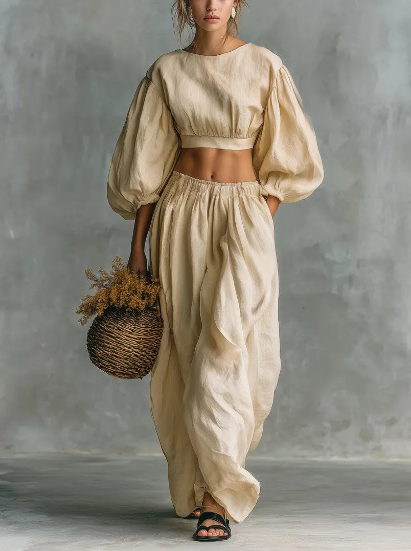Haven Beck Maren Balloon Sleeve Trouser Set Two Piece Outfit