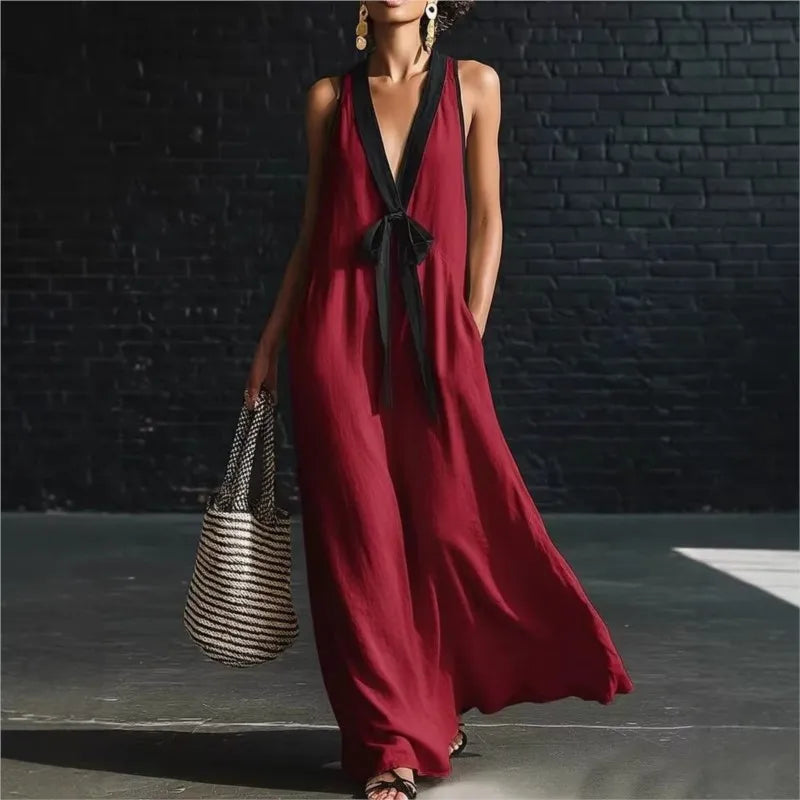 Haven Beck Clara Lightweight Summer Maxi Dress V-Neck