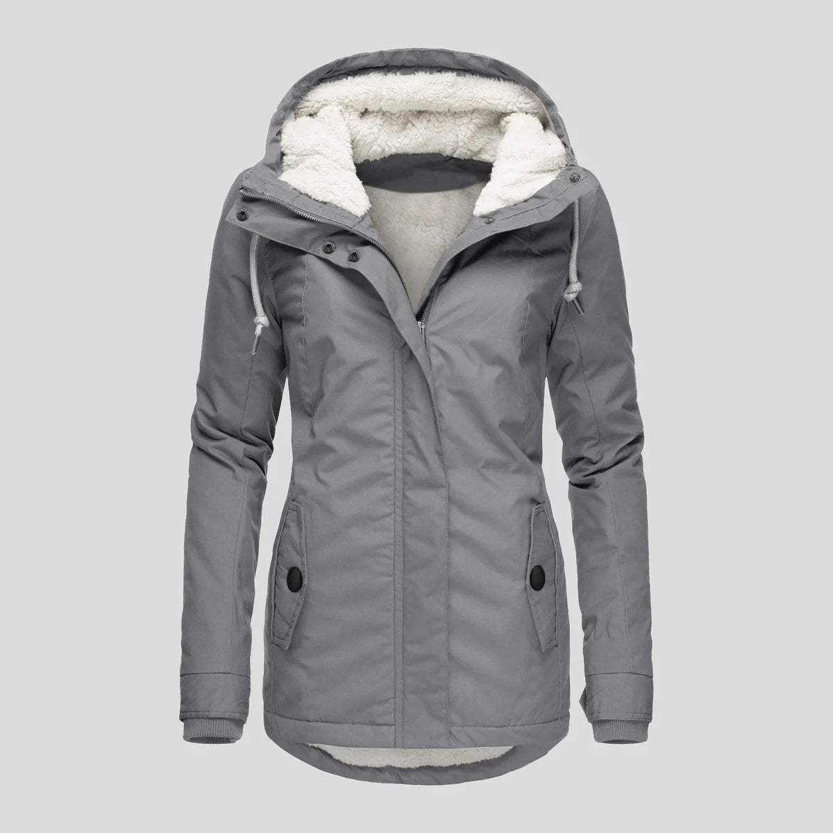 Women's Marielle Sherpa Lined Parka Asymmetric Zip