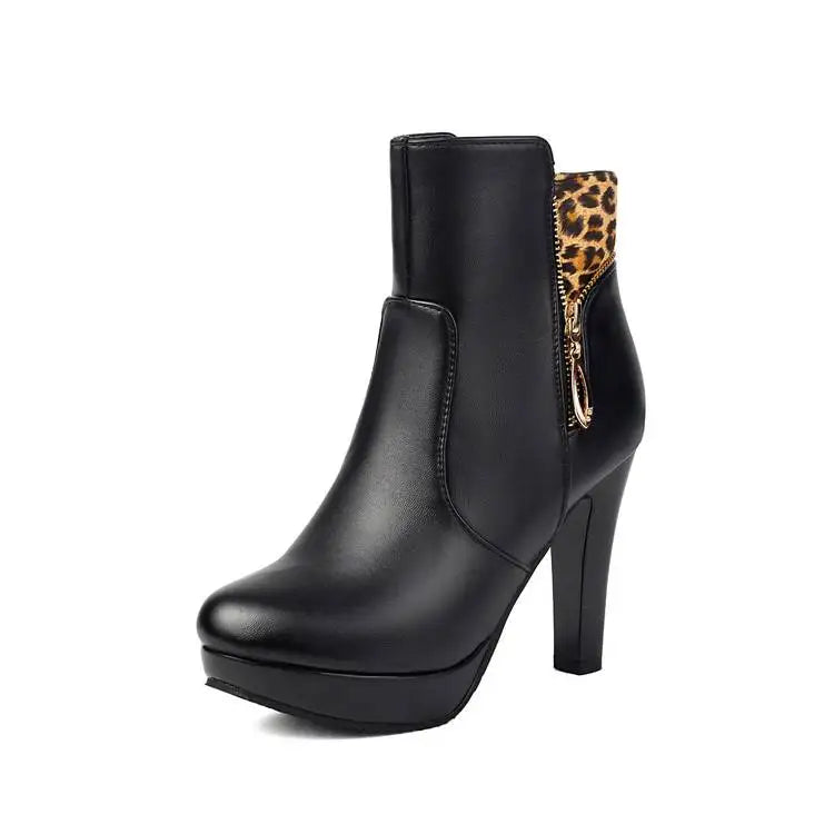 Women's Vivienne Leopard Panel Ankle Boots