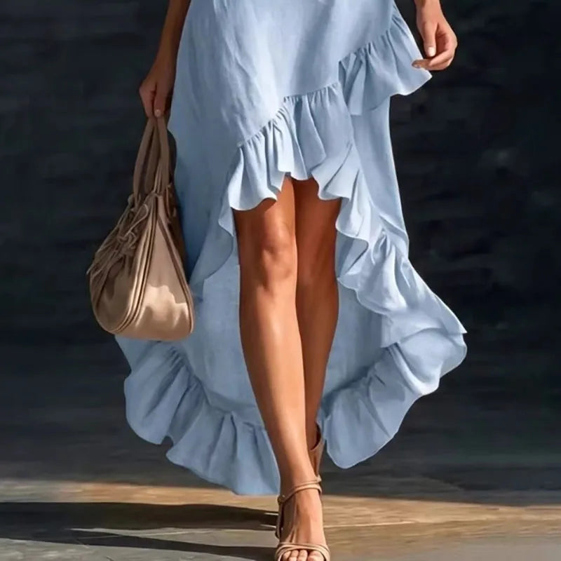 Haven Beck Dolce Sleeveless Ruffle Maxi Dress V-Neck
