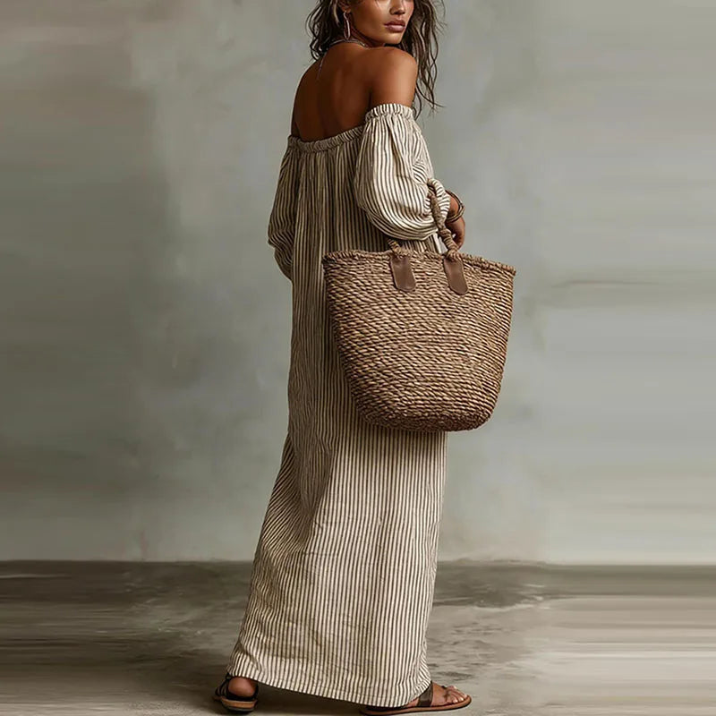 Haven Beck Madison Off-Shoulder Puff Sleeve Maxi Dress