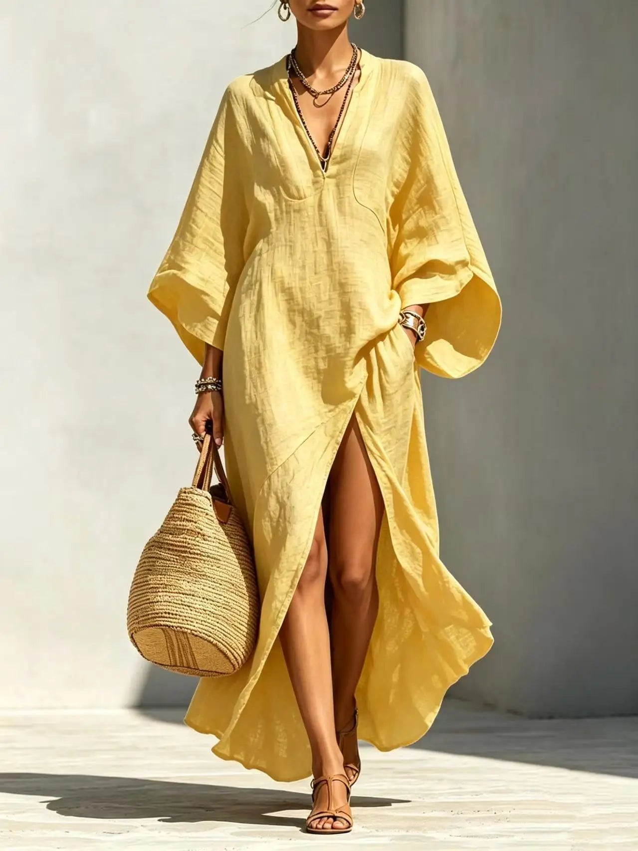 Haven Beck Anastasia High Slit Boho Maxi Dress for Women