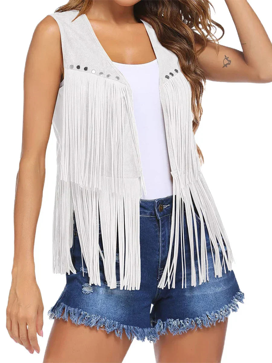 Women's Fringe Faux Suede Vest