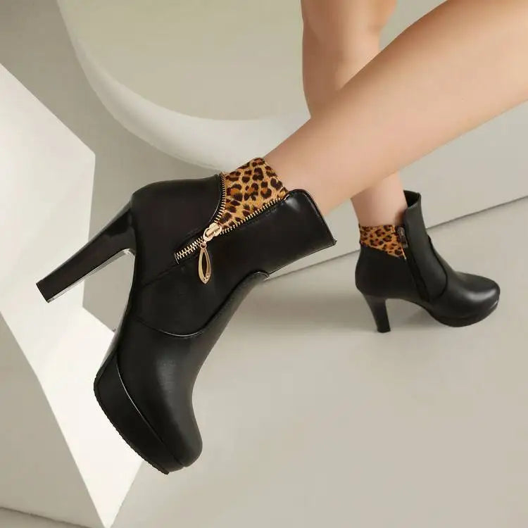 Women's Vivienne Leopard Panel Ankle Boots