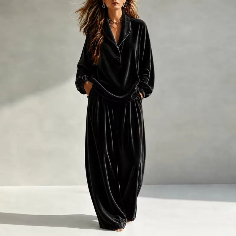 Women's Rosalie Velvet Wide Leg Set